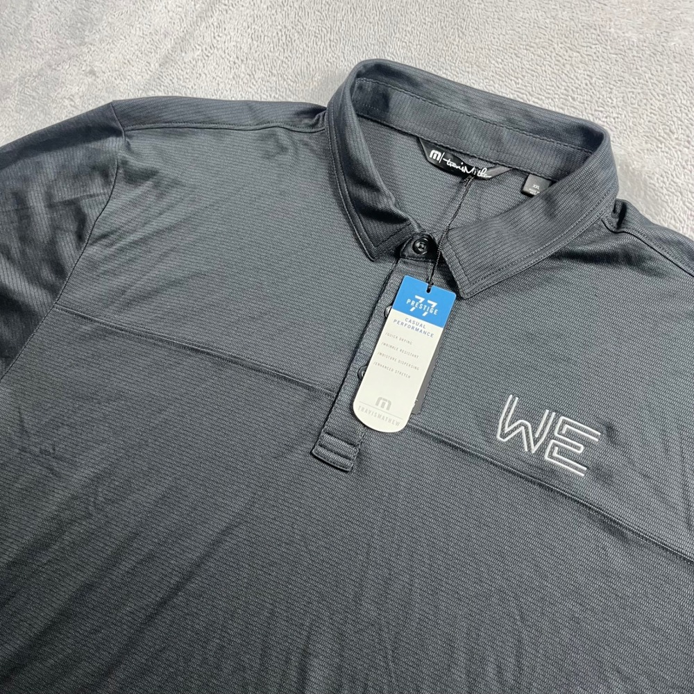TravisMathew Men XXL Prestige 77 Performance Polo Gray Windstream Enterprise NEW